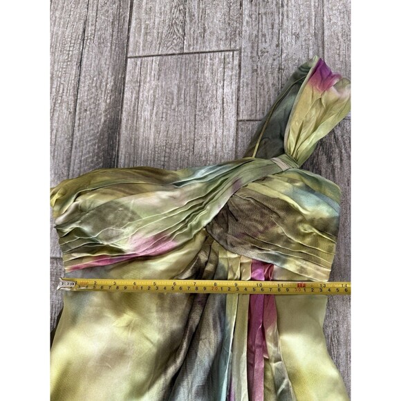 TERI JON Rickie Freeman 100% Silk Long Layered Asymmetric One Shoulder Dress 6 - Picture 7 of 15